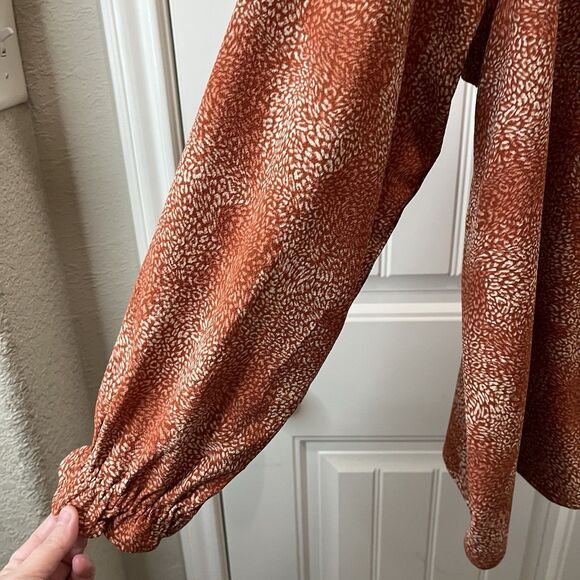 Jessica Simpson Rust Red White Spots Dots Hippie Flowy Boho Long Sleeve Top XXL - Picture 4 of 11